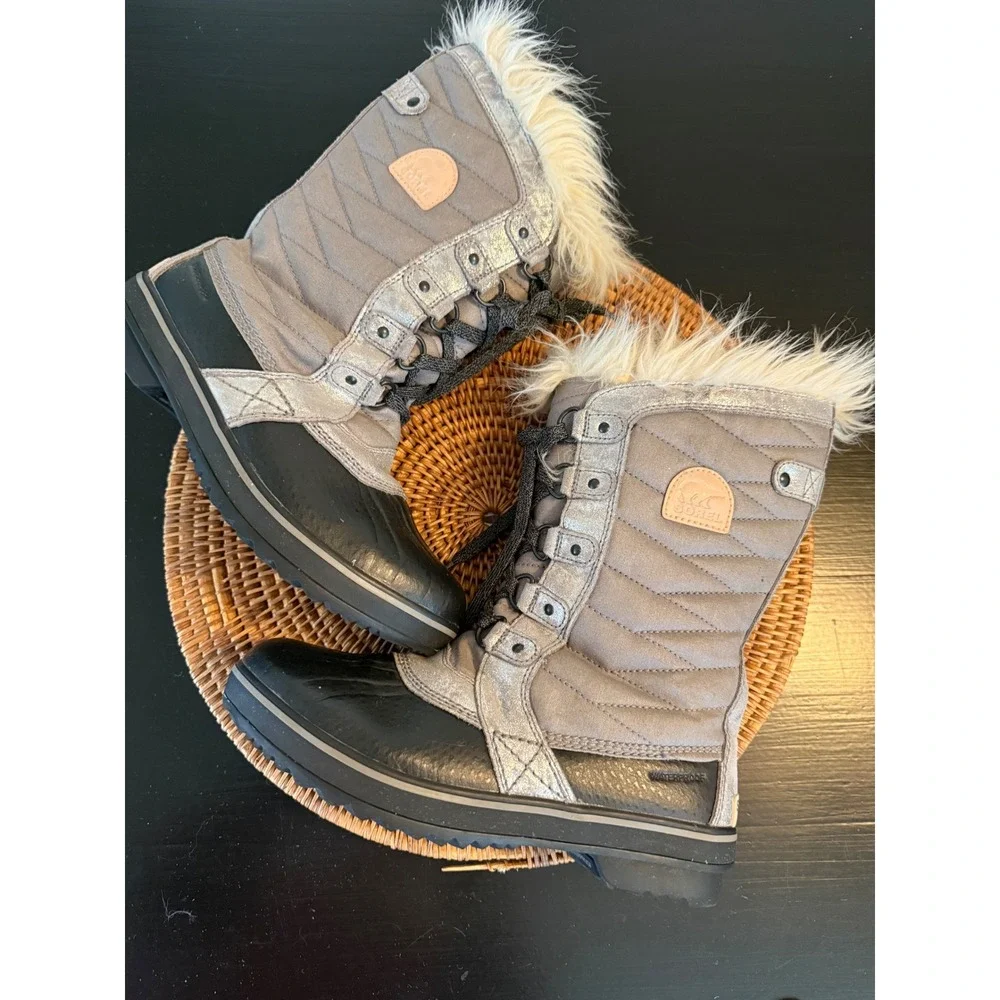 Sorel Tofino II Womens Waterproof Winter Boots Silver Grey Faux Fur NY2325-052 7